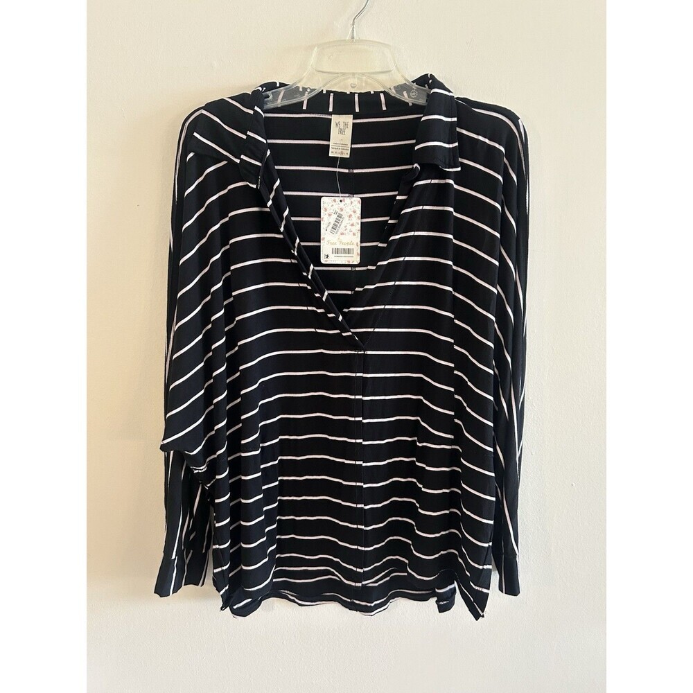 NEW! Free People We The Free Can't Fool Me Stripe Top Black Size M Retail $68